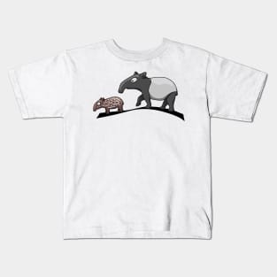 Tapir Family Mother Mom and Baby Mothers Day Tapir Kids T-Shirt